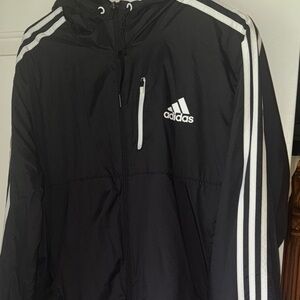 Adidas Men's Black and White Windbreaker